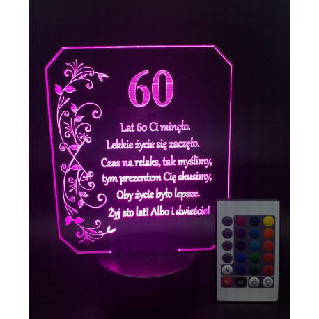 60 urodziny - prezent lampka led